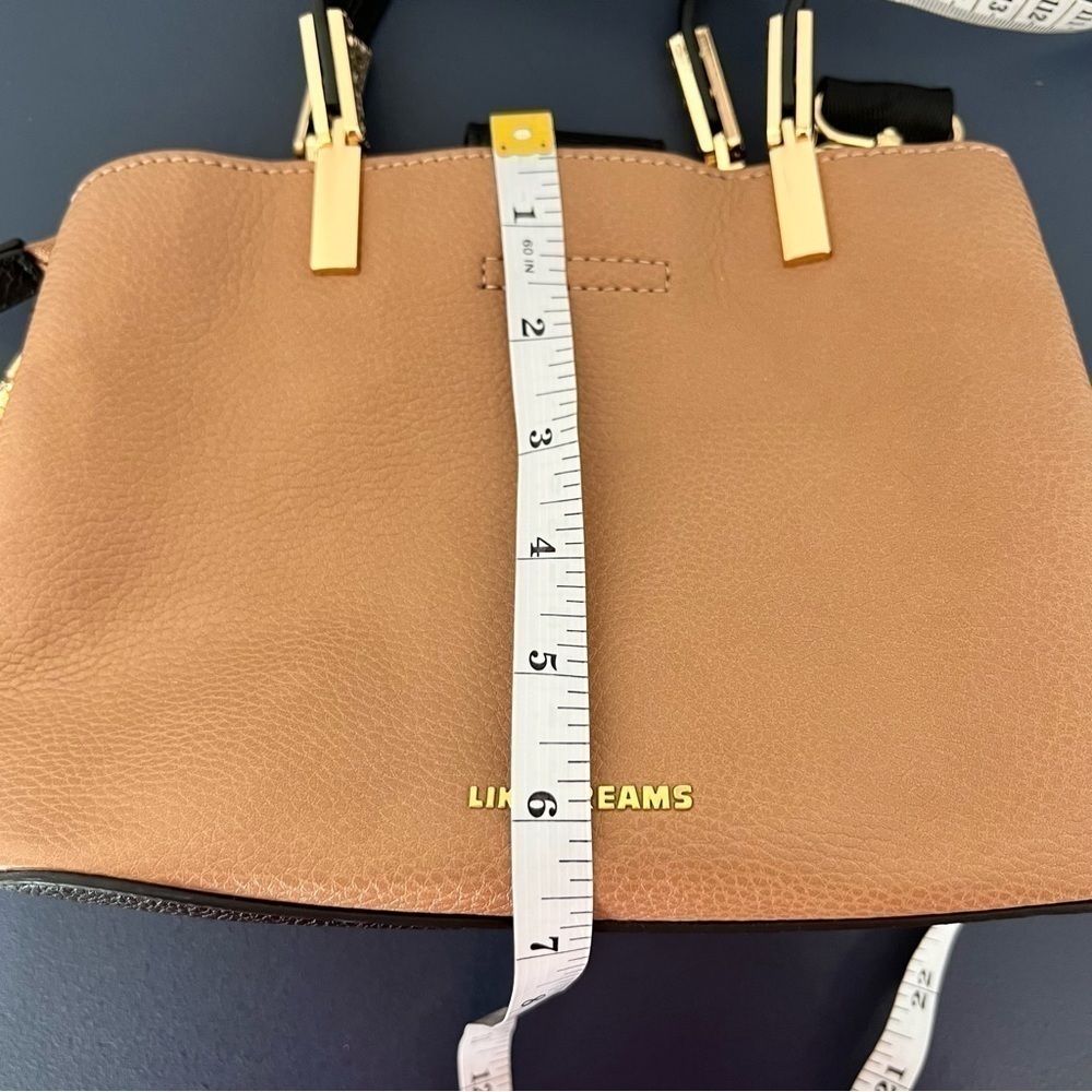 LIKE DREAMS Women Vegan Leather Detachable Strap Bucket Crossbody Bag Camel - Picture 13 of 16